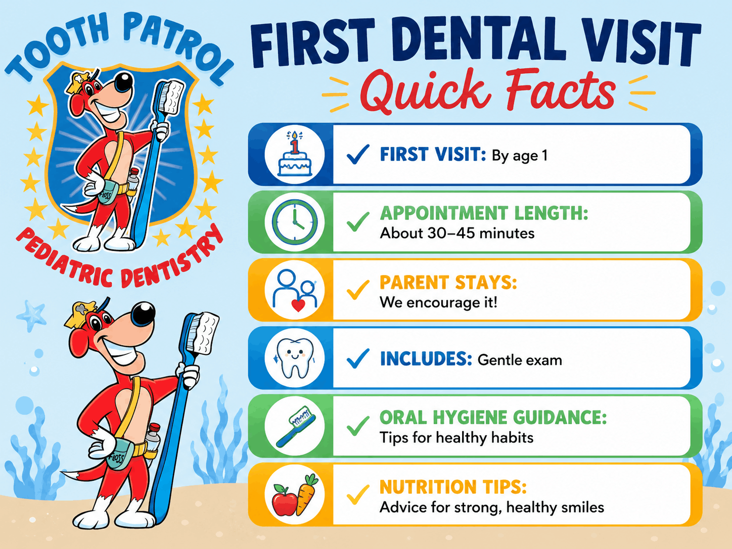 First pediatric dental visit quick facts for parents in New Jersey